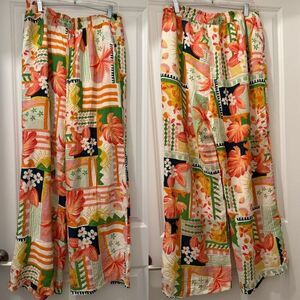 Lulus Bohemian Floral Print Pants Wide Leg Size XL